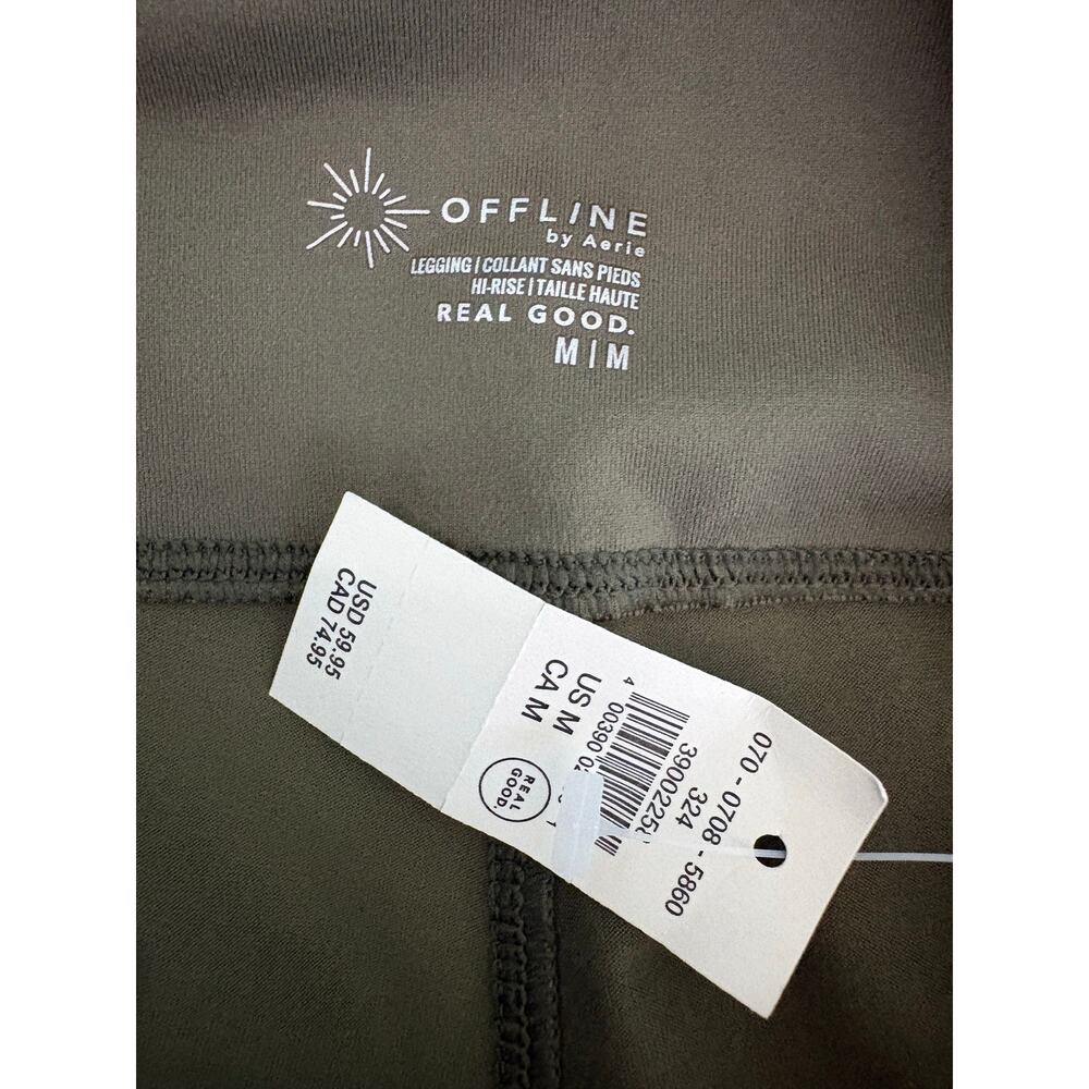 Aerie OFFLINE Real Luxe High Rise Faux Leather Leggings Festive Olive Size MED - Picture 4 of 8